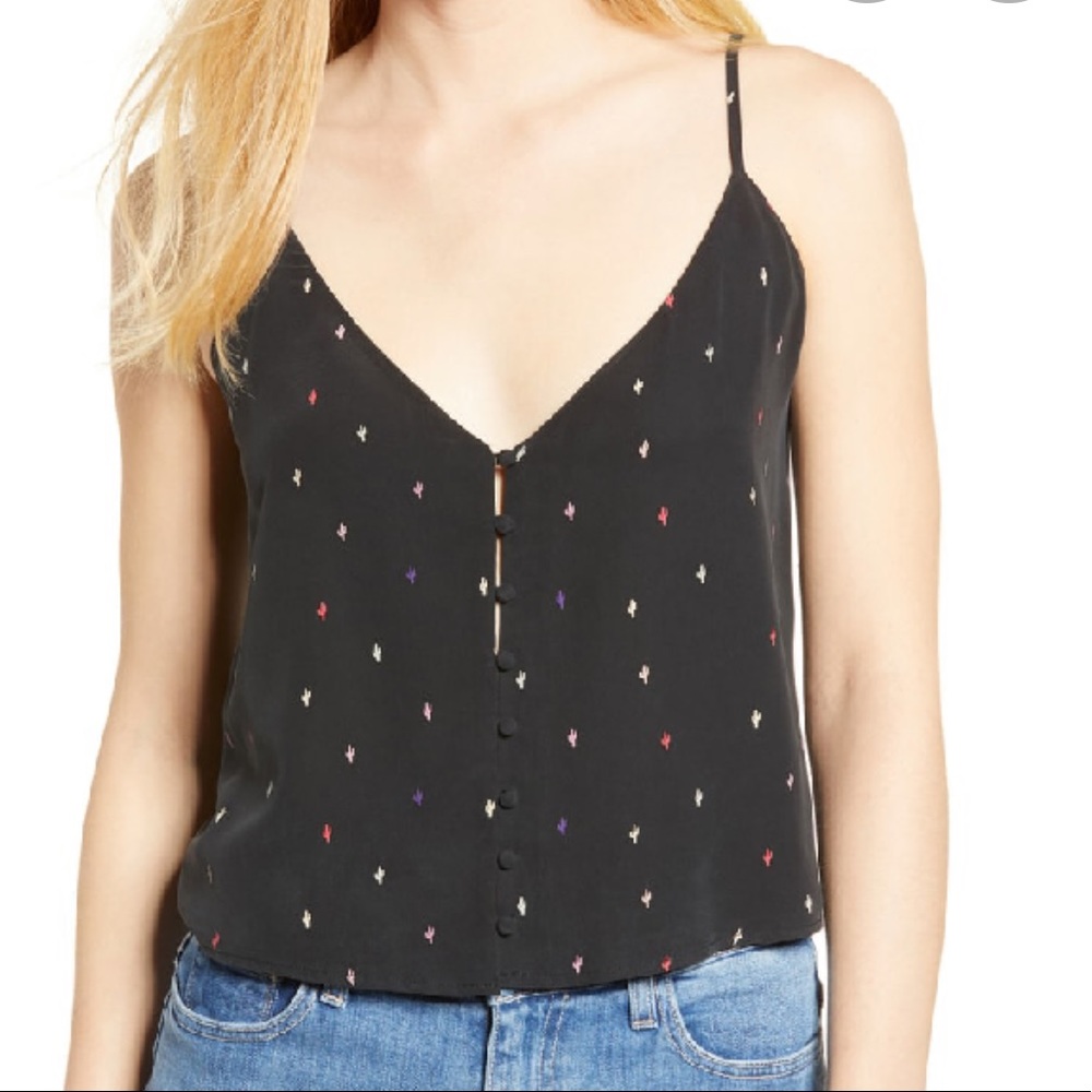 RAILS Aubrey Silk Camisole In Black Rainbow Cactus